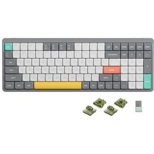 Nuphy Air96 V2 Mechanisch Toetsenbord QMK/VIA, 96% Low Profile Draadloos Toetsenbord, Bluetooth 5.1, 2.4GHz en bekabelde verbinding, Compatibel met Windows en Mac OS - Lunar Gray Moss