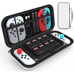 HEYSTOP Nintendo Switch OLED-draagtas met opbergruimte voor Nintendo Switch OLED-console en accessoires, wit, Wit, Opbergtas