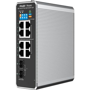Reyee - RG-NIS2100-8GT2SFP-HP - Managed DIN-Rail Switch - Zwart - Staal