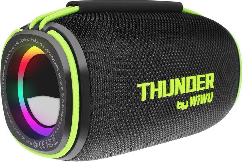 Wiwu - Thunder H5 - Bluetooth Speaker - Zwart - Draadloos - 8 uur batterijduur