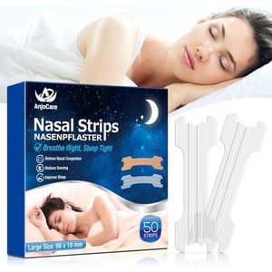 AnjoCare 50 stuks Neusstrips, Extra Sterke Neusstrips om Snurken te Stoppen en Neusverstopping te Verlichten, Anti Snurk Neusstrips om te Helpen Ademen voor een Betere Nachtrust