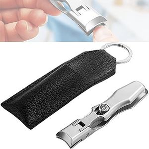 Draagbare, ultrascherpe nagelknipper, nagelknipper voor dikke nagels, roestvrij staal, robuuste teennagelknipper voor mannen, robuuste nagels, senioren, volwassenen (zilver)