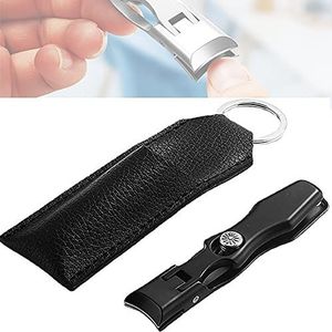 Draagbare, ultra-scherpe nagelknipper, nagelknipper voor dikke nagels, roestvrij staal, robuuste teennagelknipper voor mannen, robuuste nagels, senioren, volwassenen (zwart)