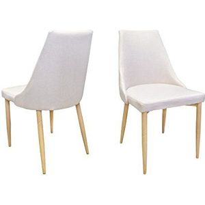 Zons 2 stuks stoelen hoezen eetkamer Scandinavische stof beige met voeten van metaal 47,5 x 46,5 x 85