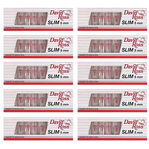 David Ross Sigarettenfilter, 10 x 10 stuks verpakking Slim 5 mm filters voor gerolde sigaretten, teerfilter, voor dunne sigaretten