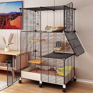 Kleine dierenboxen rattenkooi, Chinchilla kooi huisdierkooien kleine dierenbox voor binnen buiten gebruik, uitbreidbare indoor doe-het-zelf metalen roosters (maat: 6 stuks - 75 x 37 x 115 cm)