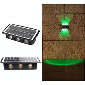 6LED Solar Wandlamp Outdoor Waterdicht Op en neer Tweekoppige Spotlights (Kleur Licht)