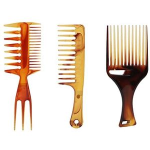 3st Professionele Styling Kam Set, Haar Kam Haar Pick Kam Afro Pick Haar Kam Steil Haar Pick Kam Plastic Pick Kam Kappers Styling Tool voor Natuurlijk Krullend Haar Stijl