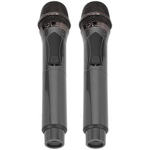 Microfoonsysteem, 1 voor 2 Draadloos Dynamisch Microfoonsysteem Plug-and-play Ergonomisch met Oplaadbare Ontvanger voor Vergaderingen voor Bruiloften