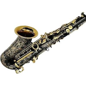 saxofoon kit Altsaxofoon Eb Tune Zwart Vernikkelde Gouden Toetsen Prachtig Gesneden Decoratie Professionele Houtblazers (Color : Dark Grey)