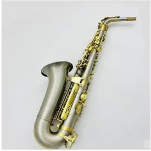 saxofoon kit Eb Altsaxofoon Koper Geborsteld Materiaal Professionele Houtblazers Met Koffermondstuk (Color : Dark Grey)