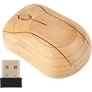 Tiiyee Bamboe Draadloze Muis, Houten Optische Stille 3 Key PC Laptop Computer Muis Geluidsarme Goede thermostatische eigenschap met USB Ontvanger voor Computer Notebook 2.4GHz