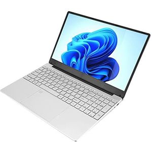 Draagbare Laptop, 1920x1080 IPS HD 16G 256G 2.4G 5G WIFI voor Windows 11 Silver Quad Core Quad Thread 15.6in Laptop 100‑240V voor Thuis (16+256G EU-stekker)