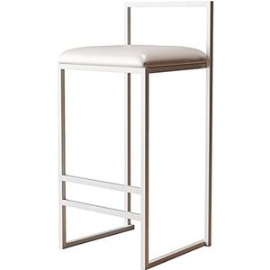 Luxe MAegan ontbijtbarkrukken voor keuken, vierkante barstoelen met voetsteun, pubkrukken, stevig metalen frame, voor eetkamer, feest, wit