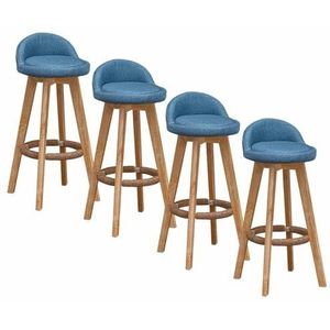 Luxe MAegan barkruk set van 4 barkrukken, ontbijteetbarstoelen met rugleuning, houten frame en voetsteun voor bar, toonbank, keuken en thuis