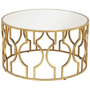 Prachtige glazen lage tafel, ronde bank bijzettafel moderne salontafel met gouden metalen frame middentafels voor woonkamer kantoor café (afmetingen: 56 * 56 * 50CM, kleur: goud)