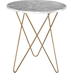 Prachtige ronde bijzettafel, moderne marmeren salontafel keukeneettafels met gouden metalen poten voor eetkamer keukenmeubilair, 40/50CM (afmetingen: 40 * 40 * 60CM, kleur: A)