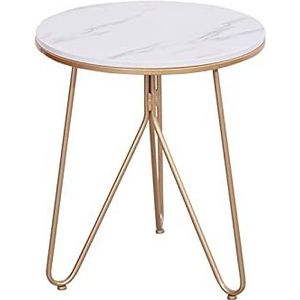 Prachtige ronde salontafel, marmeren tafelblad metalen banktafel woonkamer café restaurant bartafel receptie salontafel (afmetingen: 50 * 50 * 60CM, kleur: A)