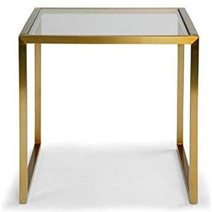 Prachtige salontafel van gehard glas, gouden vierkante salontafel slaapkamer woonkamer café bank zijaccent tafel, 45 * 50 * 45CM (afmetingen: 45 * 50 * 45CM, kleur: goud)