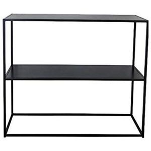 Prachtige 2-laags rechthoekige salontafel, zwarte banktafel met opbergruimte voor woonkamer slaapkamer kantoor boekenplank displaytafel (afmetingen: 60 * 25 * 60CM, kleur: A)