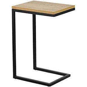Prachtige retro salontafel, enkele metalen bijzettafel thuis woonkamer kantoor C-vormig laptop bureau houten tafelblad, 40 * 30 * 60CM (afmetingen: 40 * 30 * 60CM, kleur: A)