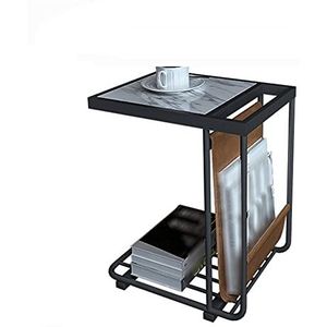 Prachtig marmeren tijdschriftenrek, C-vormige metalen salontafel, woonkamer, kantoor, café, bank, bijzettafel, binnenhotel, mobiele bijzettafel (afmetingen: 45 * 33 * 55 cm, kleur: C)