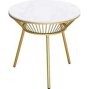 Prachtige woonkamer salontafel, marmeren ronde bijzettafel gouden metalen frame hoektafel kantoor balkon slaapkamer banktafel, 55 * 55 * 55CM (maat: 55 * 55 * 55CM, kleur: A)