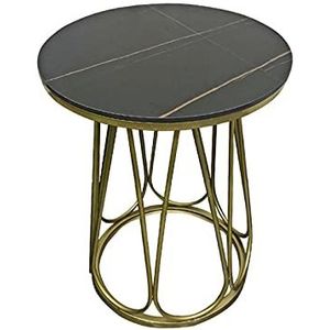 Prachtige marmeren banktafel, metalen ronde bijzettafel thuis woonkamer kantoor salontafel decoratieve bloemenstandaard, 50 * 50 * 60CM (maat: 50 * 50 * 60CM, kleur: A)