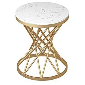 Prachtige marmeren salontafel, metalen ronde bijzettafel woonkamer slaapkamer hotel nachtkastje binnen hoektafel, 50 * 50 * 60CM (grootte: 50 * 50 * 60CM, kleur: A)