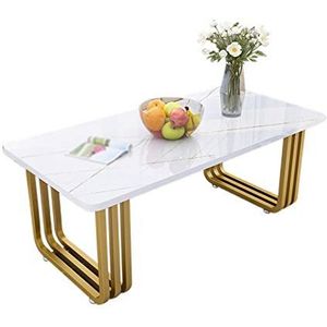 Prachtige houten banktafel, thuis wit midden salontafel woonkamer slaapkamer kantoor grote receptie eenvoudig te monteren (afmetingen: 100 * 50 * 45CM, kleur: A)