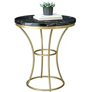 Prachtige marmeren salontafel, metalen ronde banktafel balkon woonkamer slaapkamer vrije tijd leestafel café restaurant bartafel (afmetingen: 52 * 52 * 60CM, kleur: F)