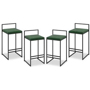 Luxe MAegan fluwelen barkrukken aanrechtstoelen set van 4 ontbijtbarstoelen met zwarte metalen poten en rugleuning, hoge krukken voor keukeneiland/thuisbar
