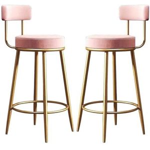 Luxe MAegan fluwelen barkrukken set van 2 ontbijtbarstoelen met rugleuning, gouden metalen toonbankstoelen hoge krukken voor keukeneiland/thuisbar