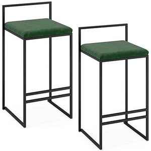 Luxe MAegan set van 2 barkrukken fluwelen aanrechtstoelen ontbijtbarstoelen met rugleuning en metalen poten, hoge krukken voor keukeneiland