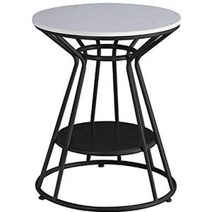 Prachtige marmeren salontafel, dubbellaags metalen ronde bijzettafel woonkamer kantoor hotel banktafel multifunctionele opbergtafel (afmetingen: 50 * 50 * 55CM, kleur: A)