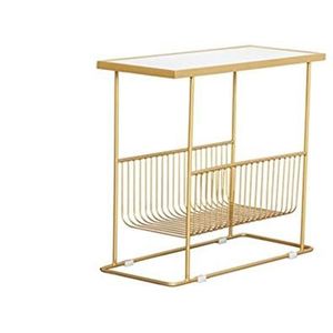 Prachtige vrijetijdssalontafel op het balkon, 2-laags marmeren rechthoekige salontafel, kantoor, ontvangstruimte, bank, bijzettafel, tijdschriftenrek (afmetingen: 62 * 26 * 54 cm, kleur: A)