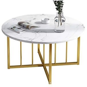 Prachtige woonkamer banktafel, houten huis ronde salontafel café kantoor receptie theetafel eenvoudig te monteren eettafel (afmetingen: 45 * 45 * 46CM, kleur: wit)
