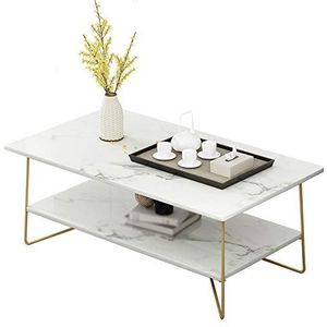 Prachtige salontafel voor de woonkamer, MDF middenbijzettafel 2-laags kantoorreceptie salontafel met opbergruimte, bijzettafel, 100/120 cm (afmetingen: 120 * 42 * 60 cm, kleur: A)
