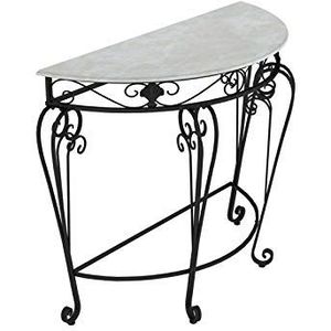 Prachtige consoletafel, MDF-afwerking metalen frame halve cirkel salontafel thuis woonkamer kantoor decoratieve banktafel, 60/70/80CM (maat: 60 * 30 * 70CM, kleur: A)