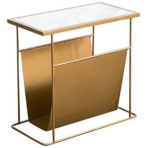 Prachtige 2-laags tijdschriftentafel, marmeren rechthoekige salontafel woonkamer café kantoor bank bijzettafel hoektafel, 60 * 30 * 55CM (afmetingen: 60 * 30 * 55CM, kleur: A)