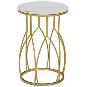 Prachtige marmeren ronde salontafel, gouden ijzeren bijzettafel woonkamer slaapkamer kantoor bank tafel hoektafel, 40 * 40 * 60CM (afmetingen: 40 * 40 * 60CM, kleur: D)