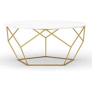Prachtige marmeren salontafel, thuis woonkamer creatieve banktafel gouden smeedijzeren ronde bijzettafel hotel kantoor onderhandelingstafel (afmetingen: 60 * 60 * 45CM, kleur: A)
