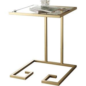 Prachtige gouden slaapkamer nachtkastje, ijzeren bijzettafel gehard glas salontafel kantoor slaapkamer balkon hotel banktafel, 45 * 45 * 60CM (afmetingen: 45 * 45 * 60CM, kleur: goud)