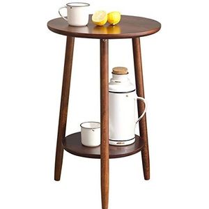 Prachtige massief houten ronde salontafel, 2-laags vrijetijdssalontafel Woonkamer Slaapkamer Cafe Bar Tafel Hoge tafel Eenvoudig te monteren (Afmetingen: 40 * 40 * 60CM, Kleur: A)