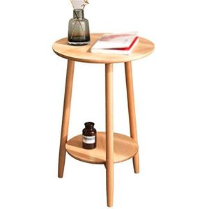 Prachtige massief houten ronde salontafel, 2-laags vrijetijdssalontafel Woonkamer Slaapkamer Cafe Bar Tafel Hoge tafel Eenvoudig te monteren (Afmetingen: 40 * 40 * 60CM, Kleur: B)