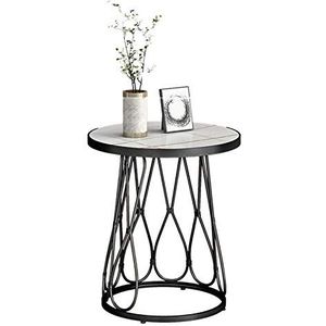 Prachtige marmeren ronde salontafel, enkellaags metalen bijzettafel woonkamer café balkon banktafel multifunctionele accenttafel (afmetingen: 47 * 47 * 62CM, kleur: A)