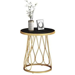 Prachtige marmeren ronde salontafel, enkellaags metalen bijzettafel woonkamer café balkon banktafel multifunctionele accenttafel (afmetingen: 47 * 47 * 62CM, kleur: B)