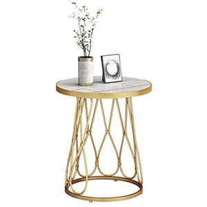 Prachtige marmeren ronde salontafel, enkellaags metalen bijzettafel woonkamer café balkon banktafel multifunctionele accenttafel (afmetingen: 47 * 47 * 62CM, kleur: C)