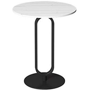 Prachtige marmeren salontafel, enkellaags metalen ronde bijzettafel, café, kantoor, ontvangstruimte, onderhandelingstafel (afmetingen: 45 * 45 * 55 cm, kleur: wit)