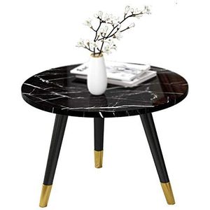 Prachtige houten ronde tafel, grote marmeren gefineerde salontafel, koffiehuis, restaurant, bartafel, eenvoudig te monteren (afmetingen: 70 * 70 * 45 cm, kleur: zwart)